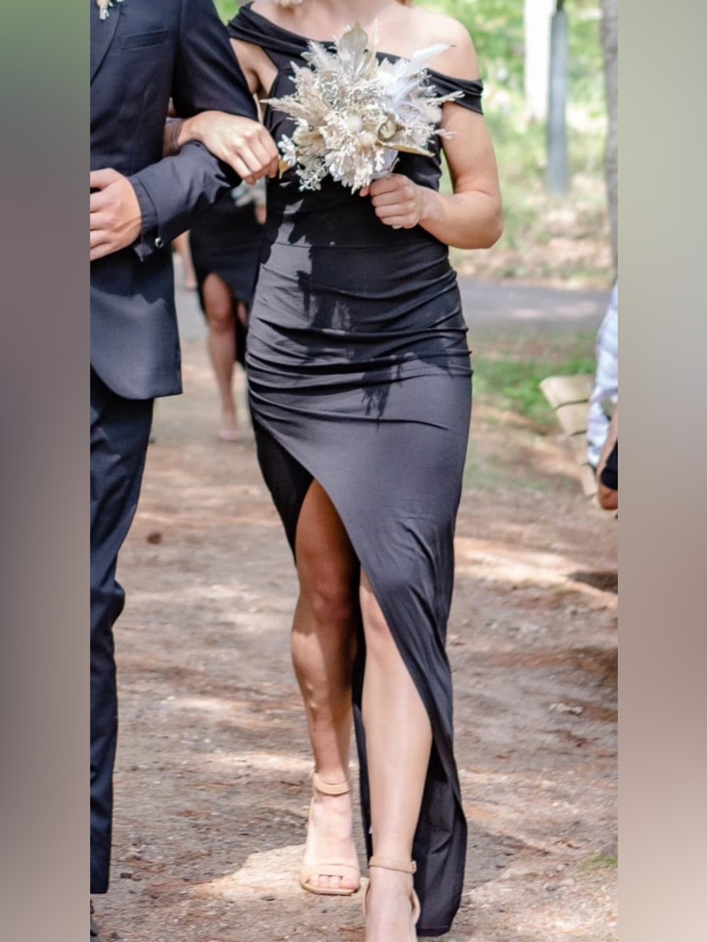 Elegant Black High-Low Ruched Evening Dress